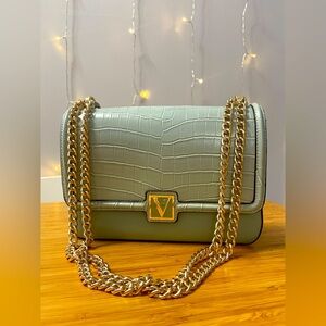 Victoria's Secret Limited Ed. Medium Cross Body Shoulder Faux Leather Bag Green